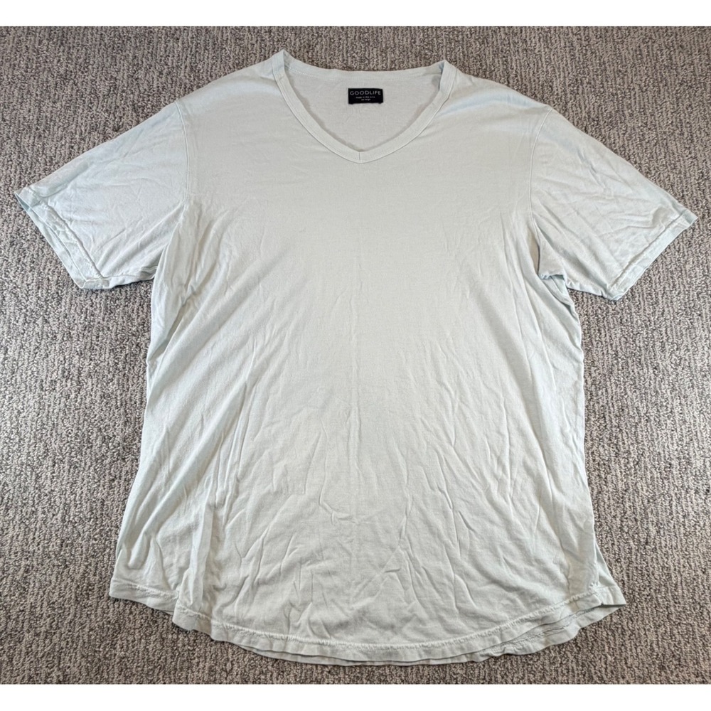 Goodlife T-Shirt Mens XXL Light Blue Supima MicroModal VNeck Curved Hem USA Made